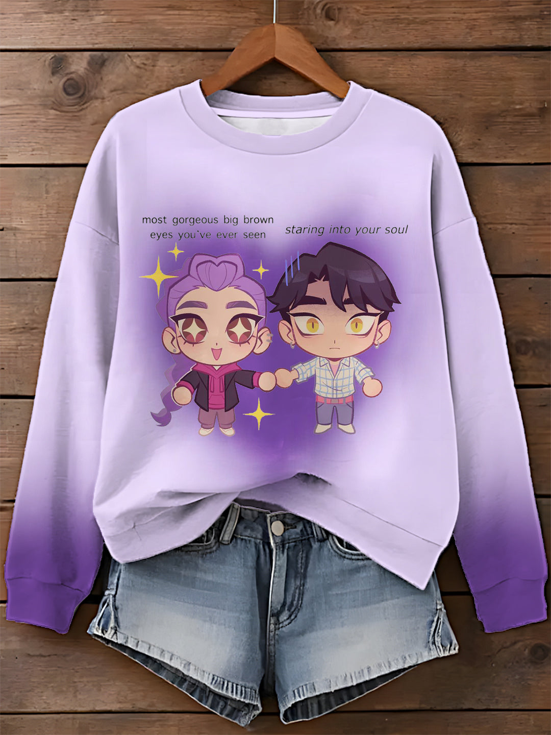 RUMI AND JINU Gradient Printed Long Sleeve Casual Top