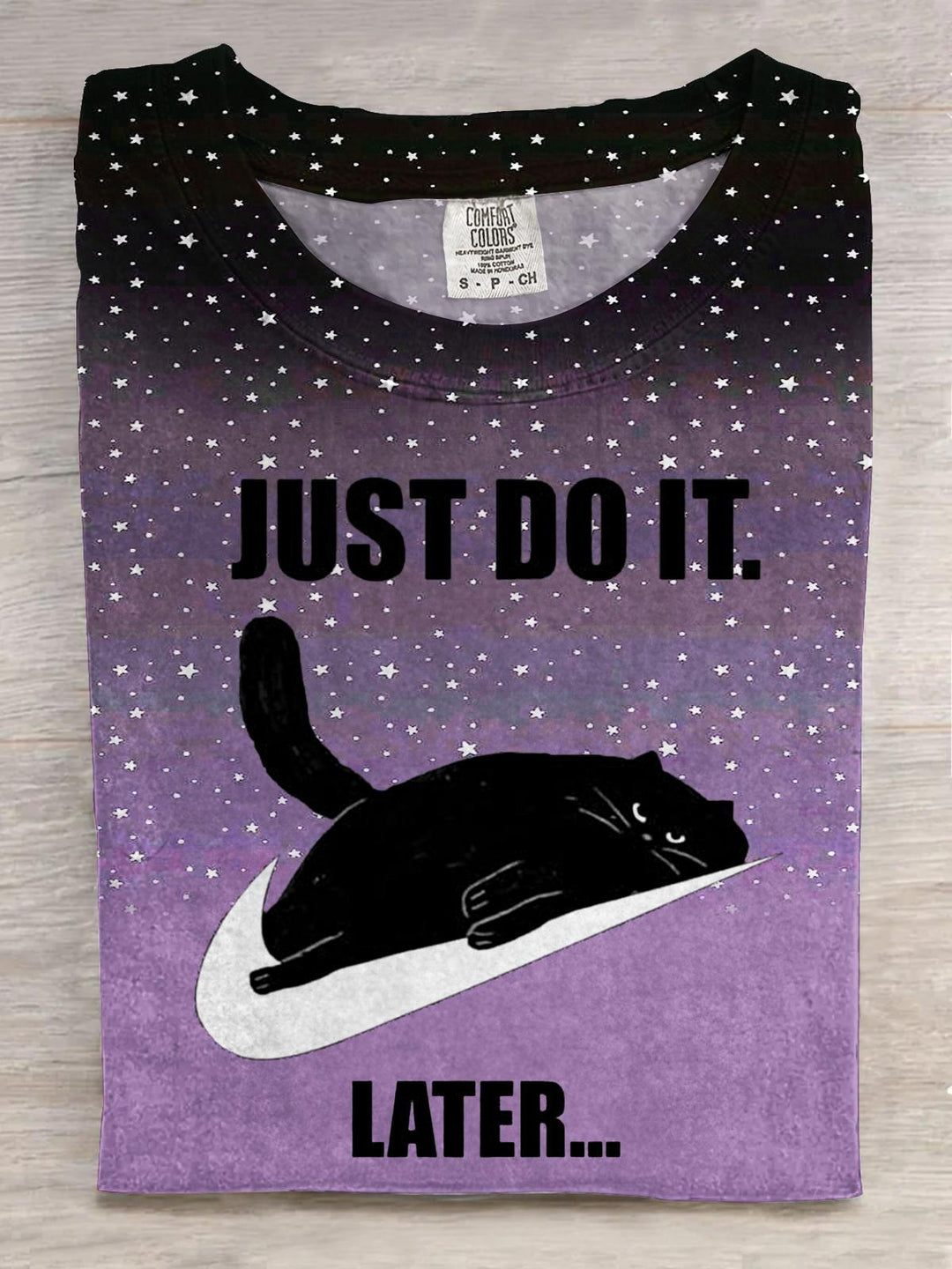 Just Do It Kitten Print Crew Neck T-shirt