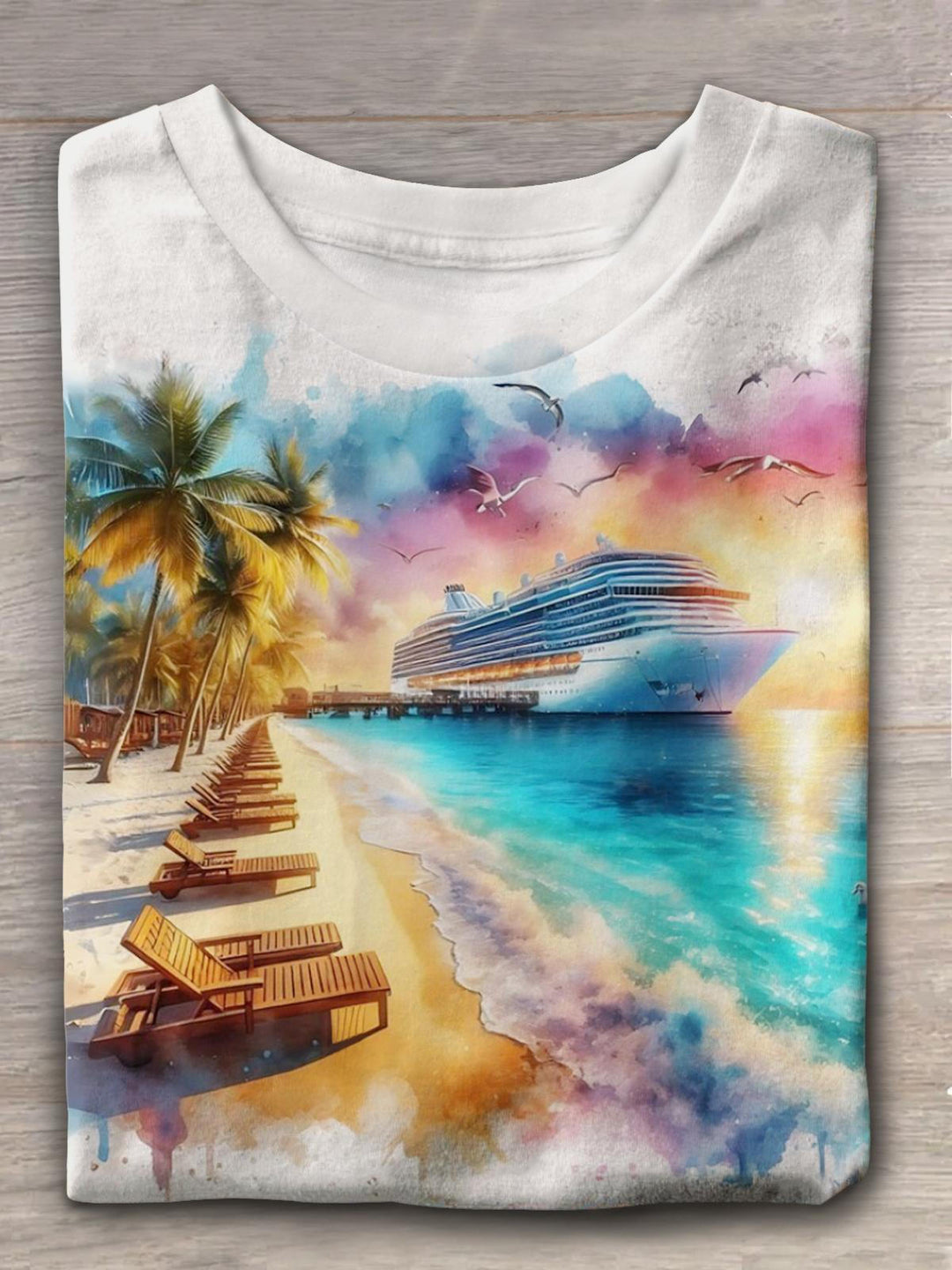 Girl Trips Cruise Vacation Crew Neck T-shirt
