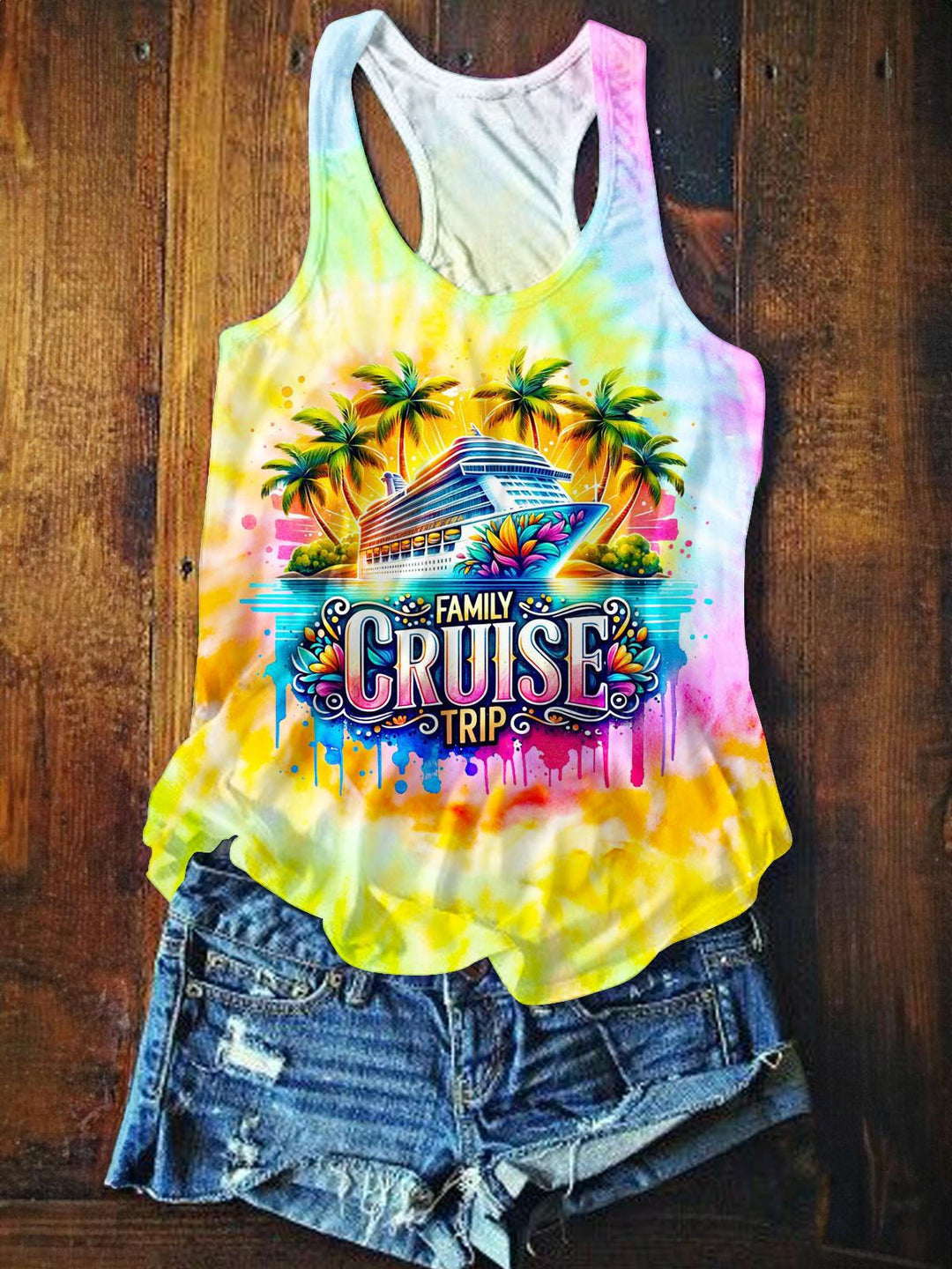 Summer Beach Vacation Casual Printed Sleeveless Top