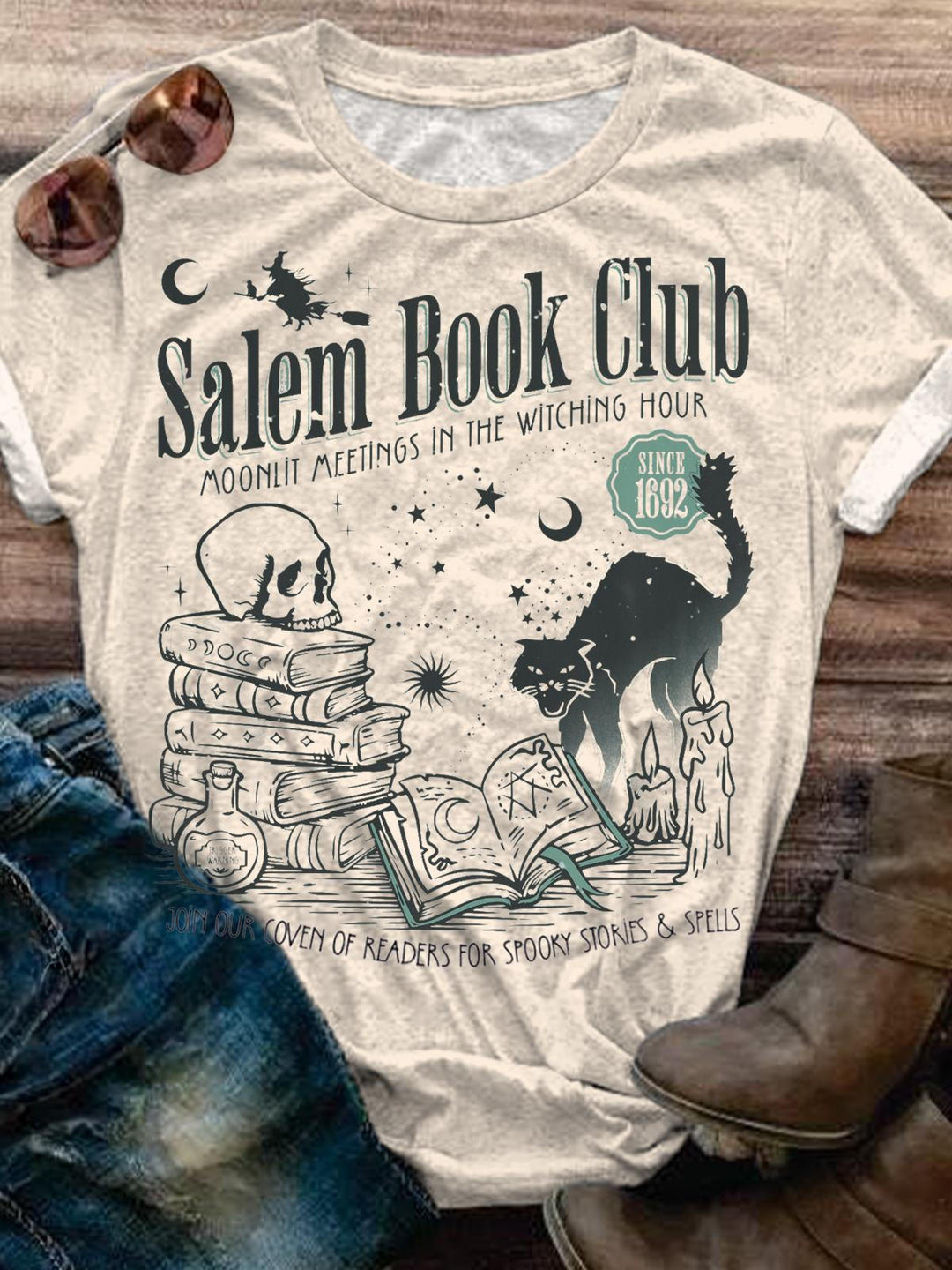 Salem Witch Book Club Crew Neck T-shirt