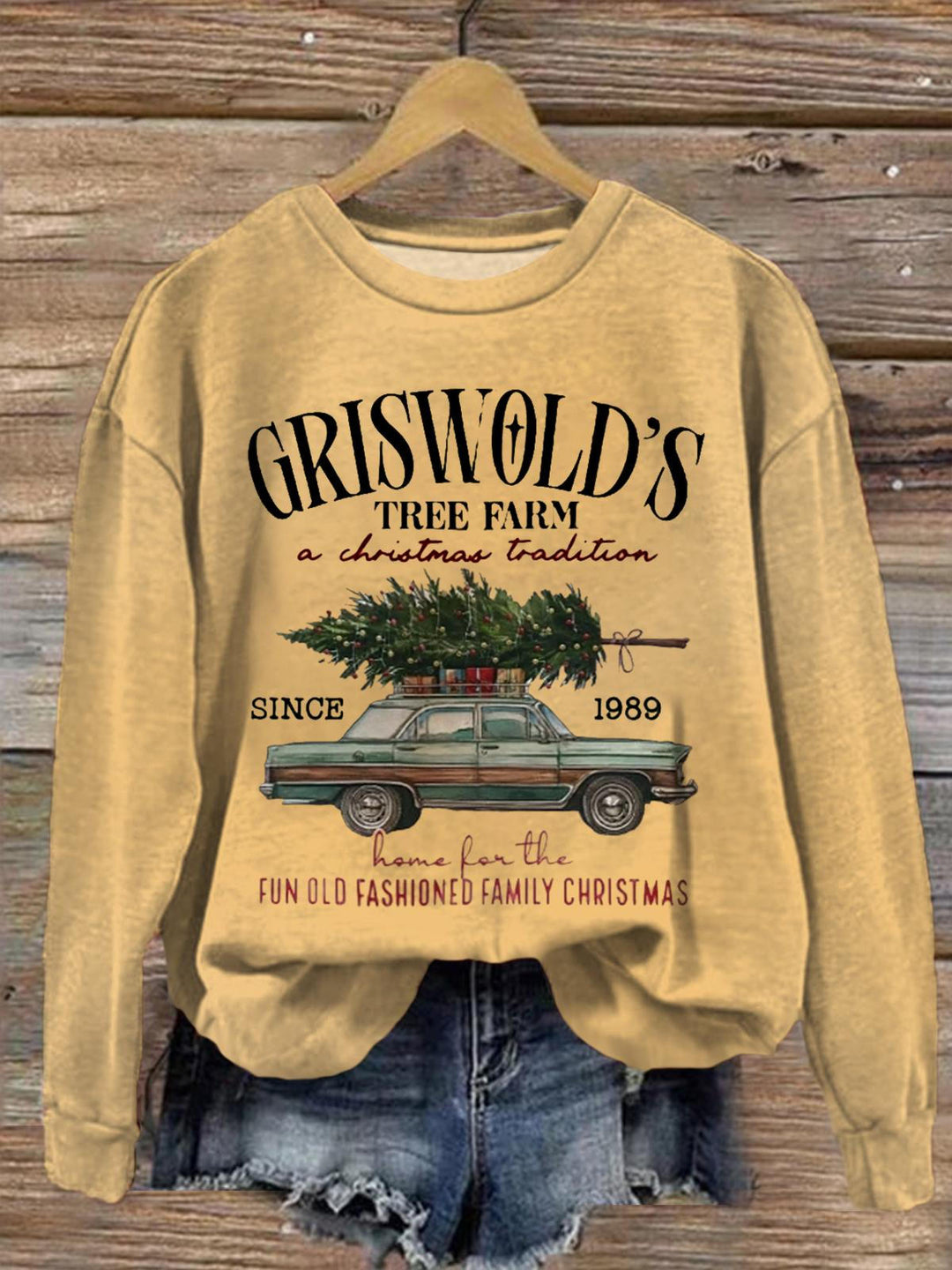 Women's Griswold Tree Farm Round Neck Long Sleeve Top
