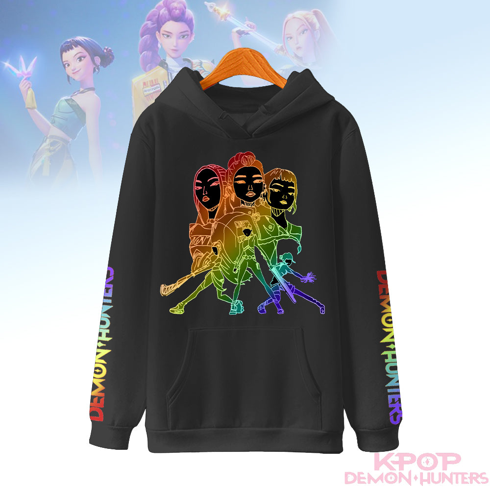 Demon Hunters Loose Fit Hooded Sweatshirt With Pockets