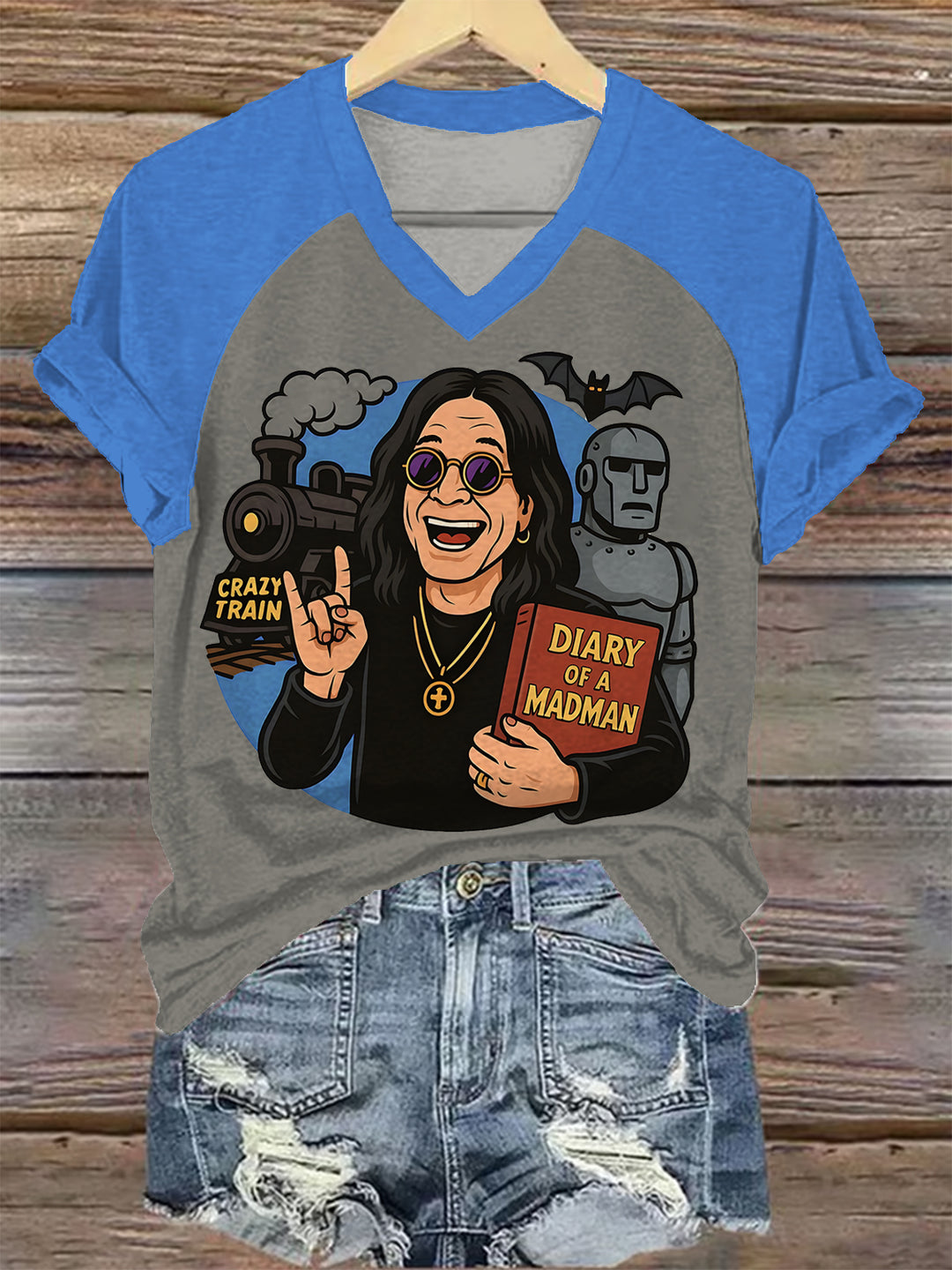 Ozzy Osbourne Women's Raglan V-Neck T-shirt