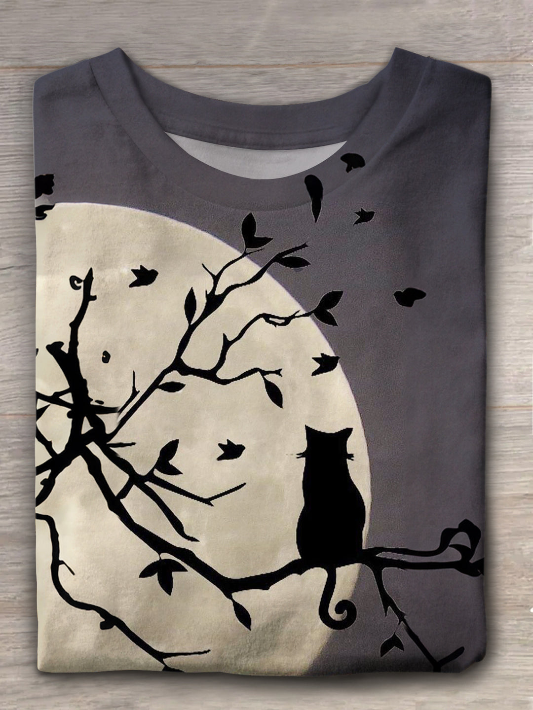 Moonnight Cat Crew Neck T-shirt