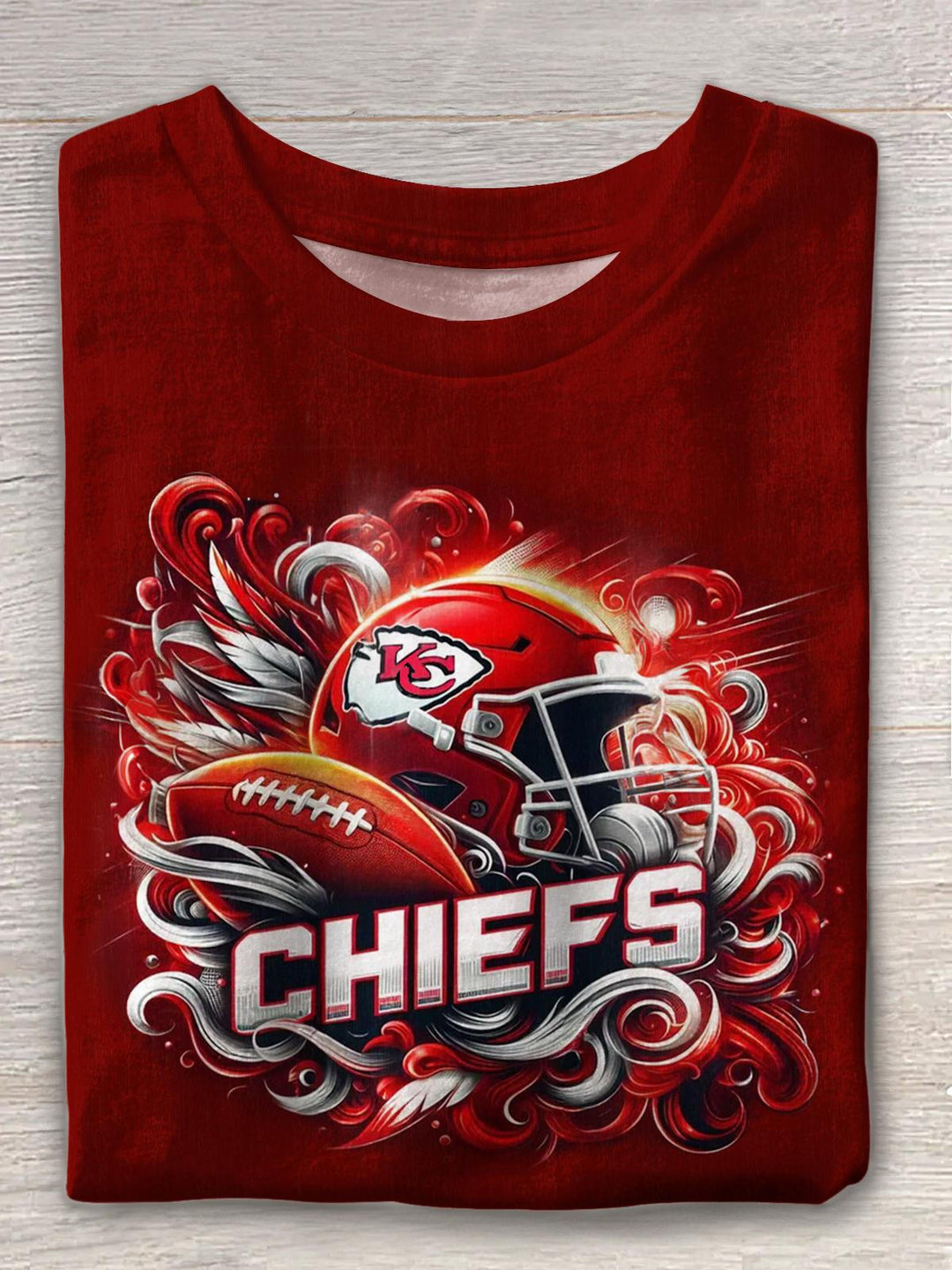 CHIEFS Football Print Crew Neck T-shirt