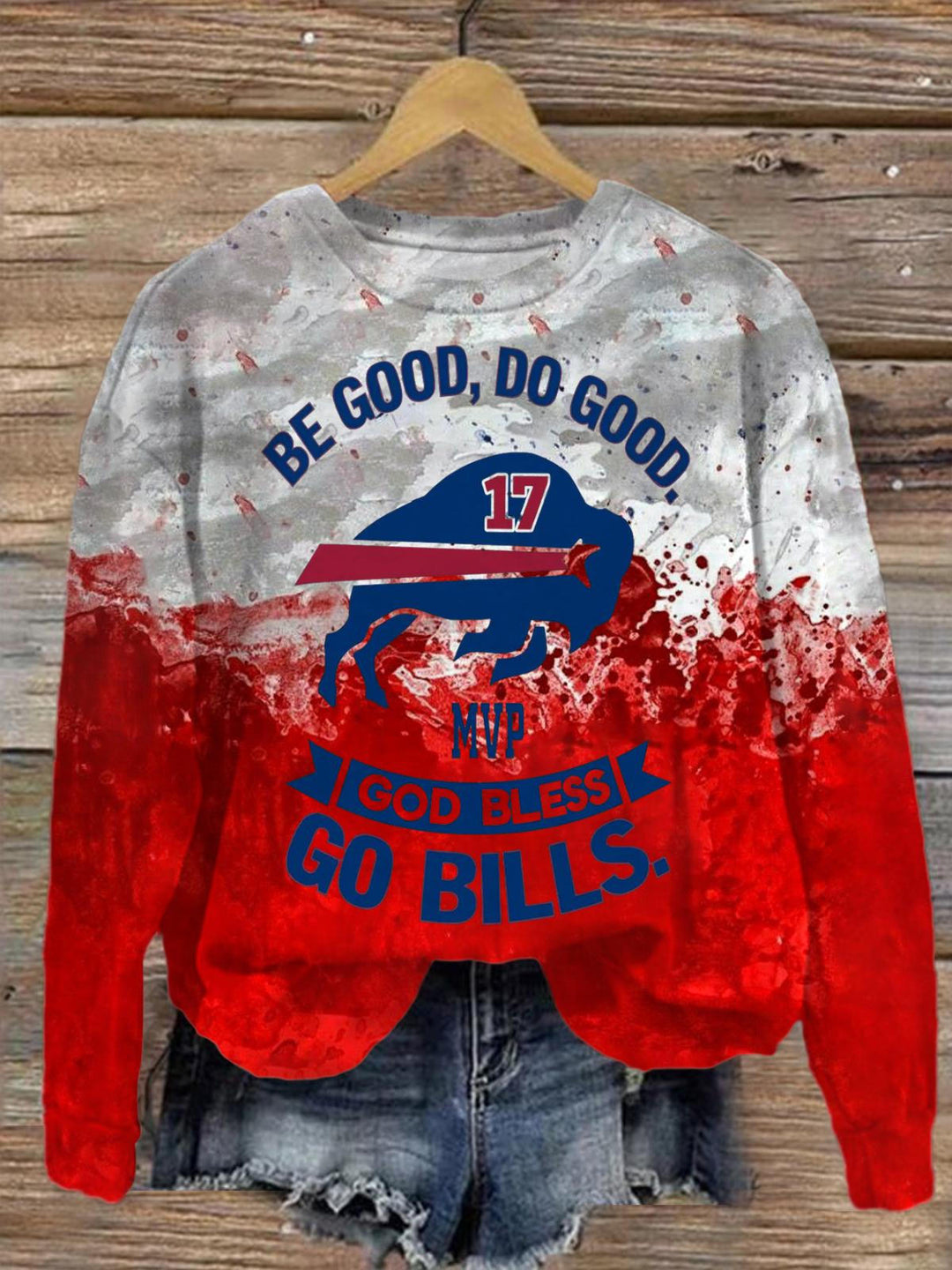 Sei gut, tu Gutes, Gott segne Go Bills Josh Allen Grafik-Sweatshirt