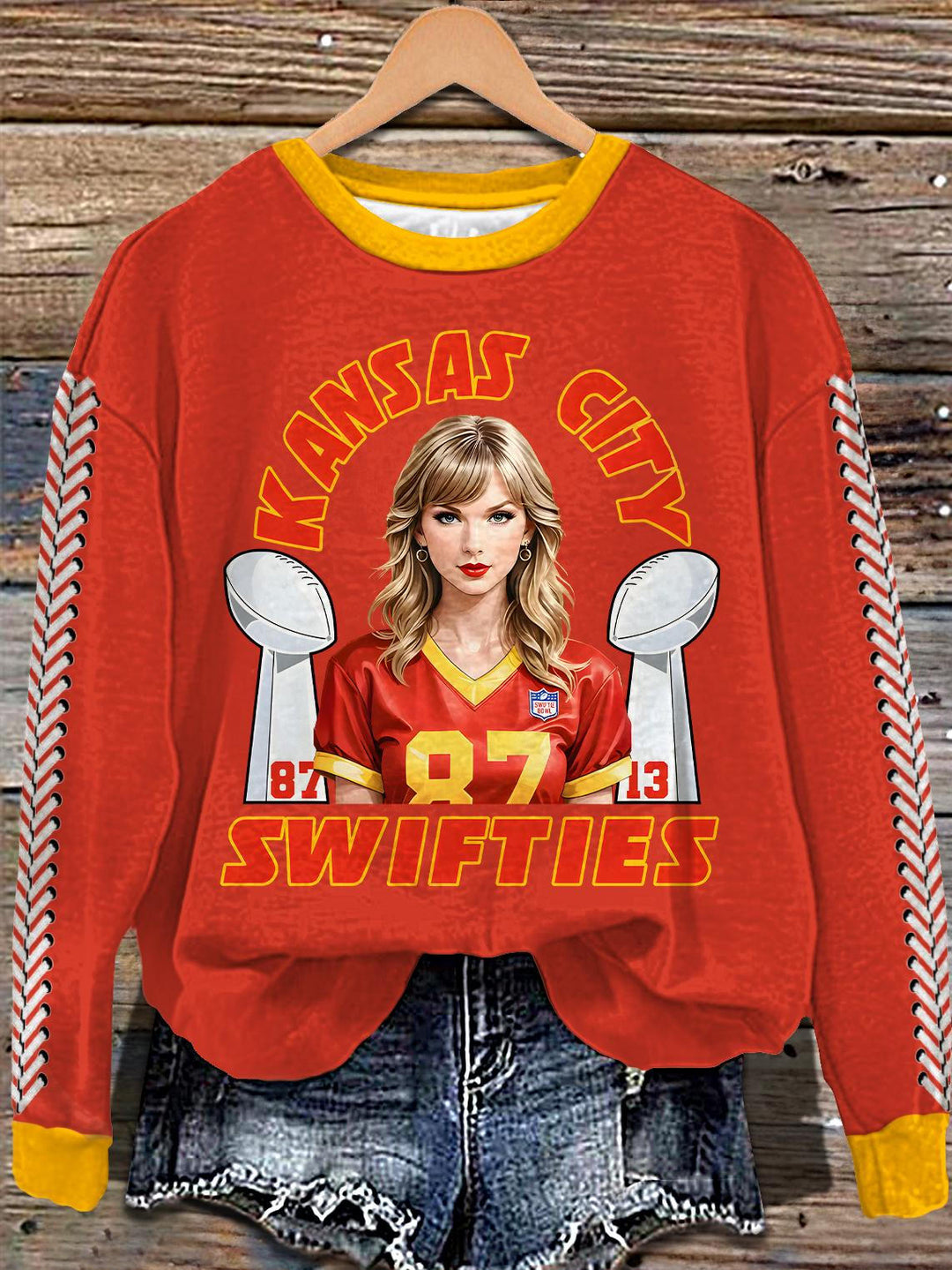 Taylor Swift Halftime Show Chiefs Printed Long Sleeve Casual Top