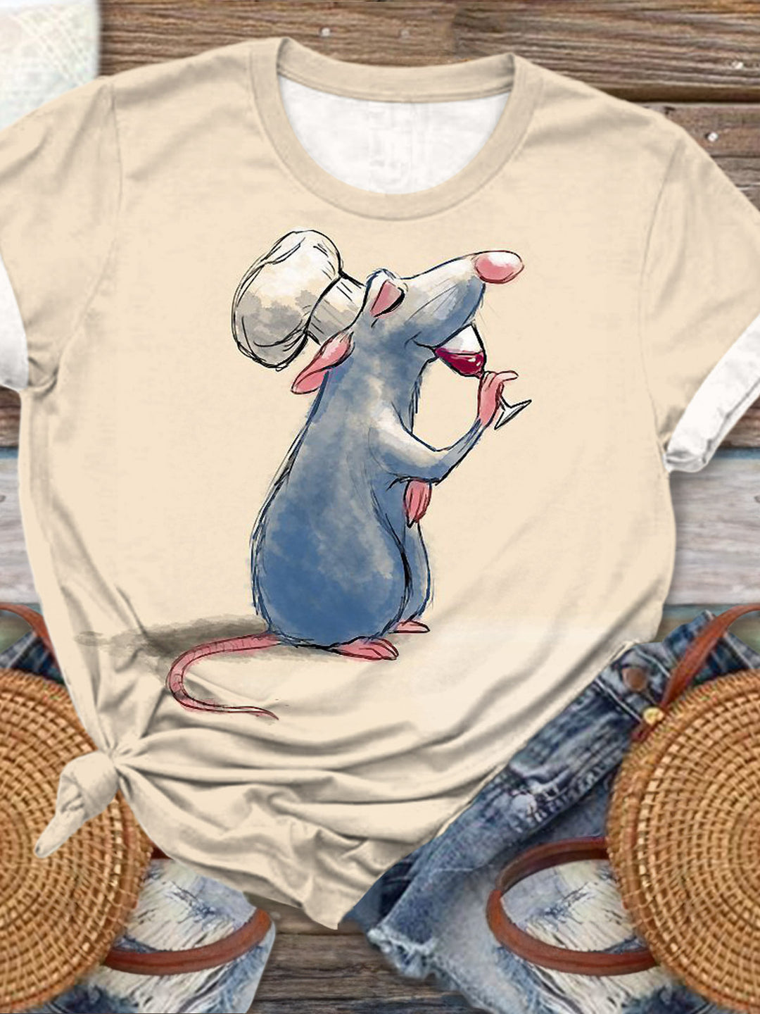 Chef Mouse Trink-T-Shirt mit Rundhalsausschnitt