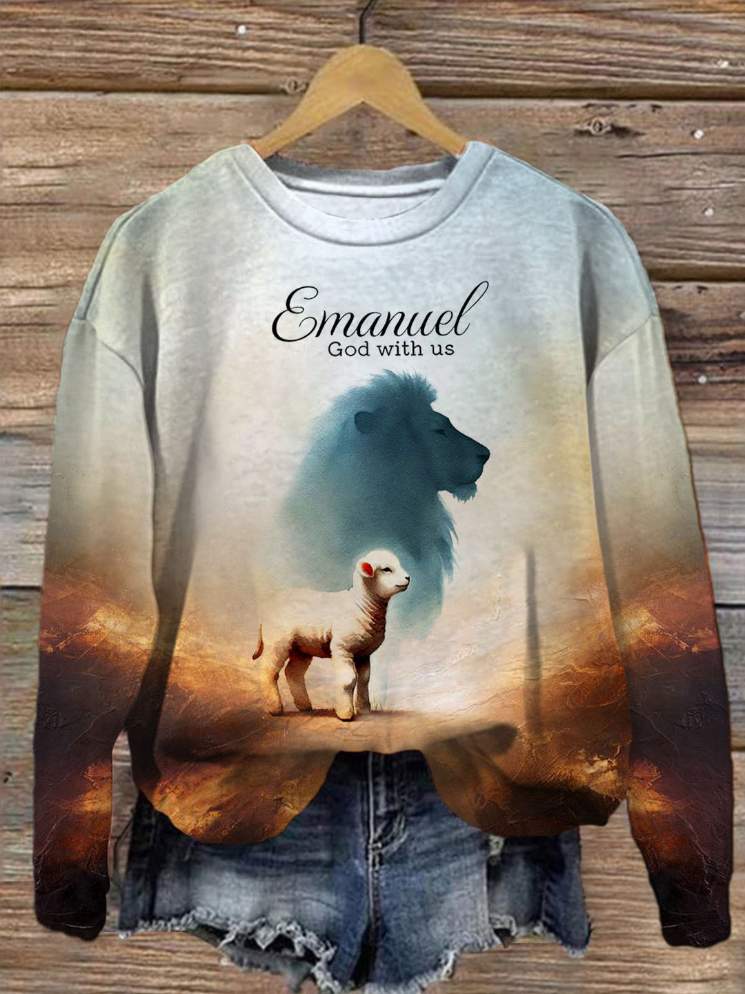 God With Us Printed Long Sleeve Casual Top