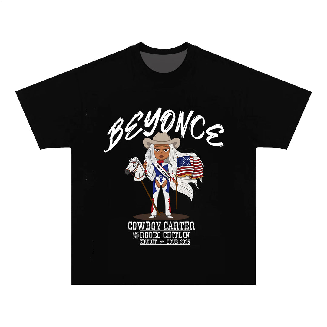Beyonce Cartoon Print Crew Neck T-shirt