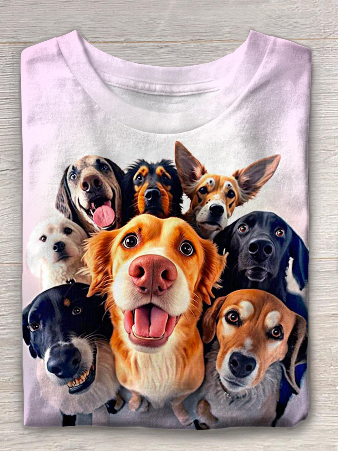 Cute Puppy Photo Crew Neck T-shirt