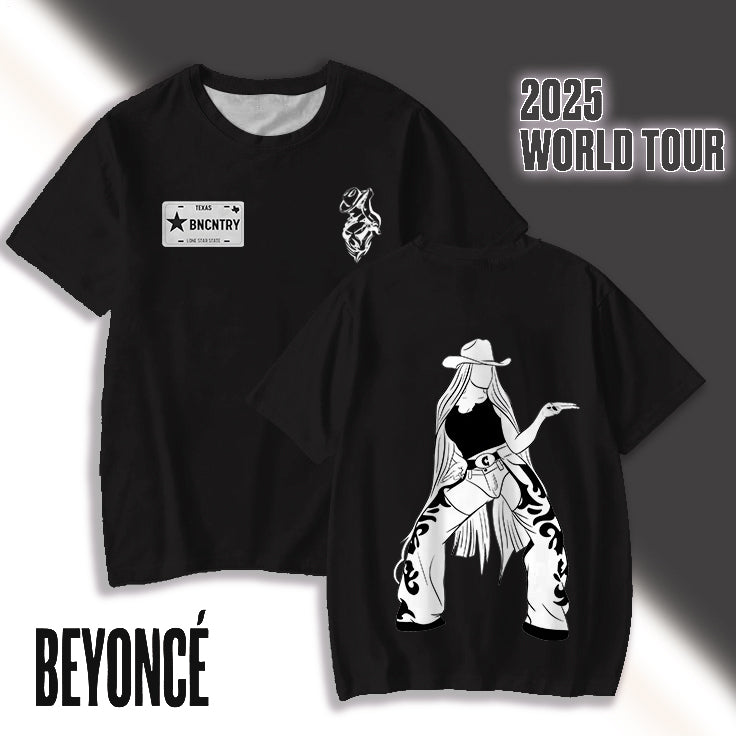 Beyonc é Double-sided Minimalist Print Crew Neck T-shirt