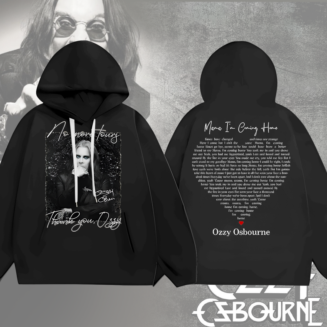 Ozzy Osbourne No More Tour Loose Fit Hooded Sweatshirt With Pockets