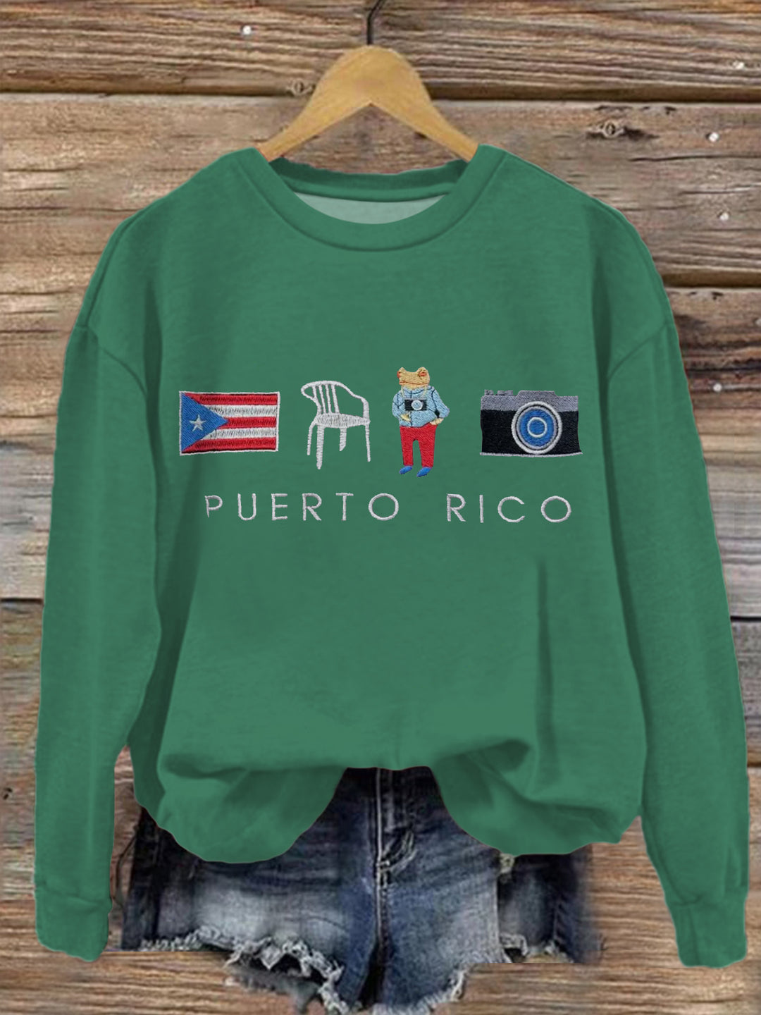 DTMF Puerto Rico Printed Long Sleeve Casual Top