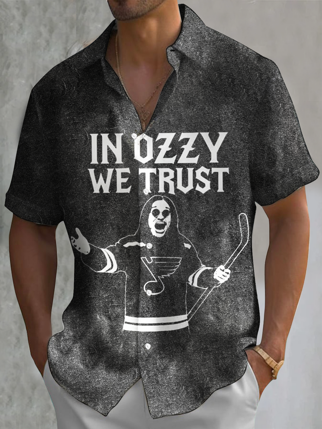 In Ozzy We Trust St. Louis Blues x Ozzy Osbourne Tribute Men's Short Sleeve Shirts