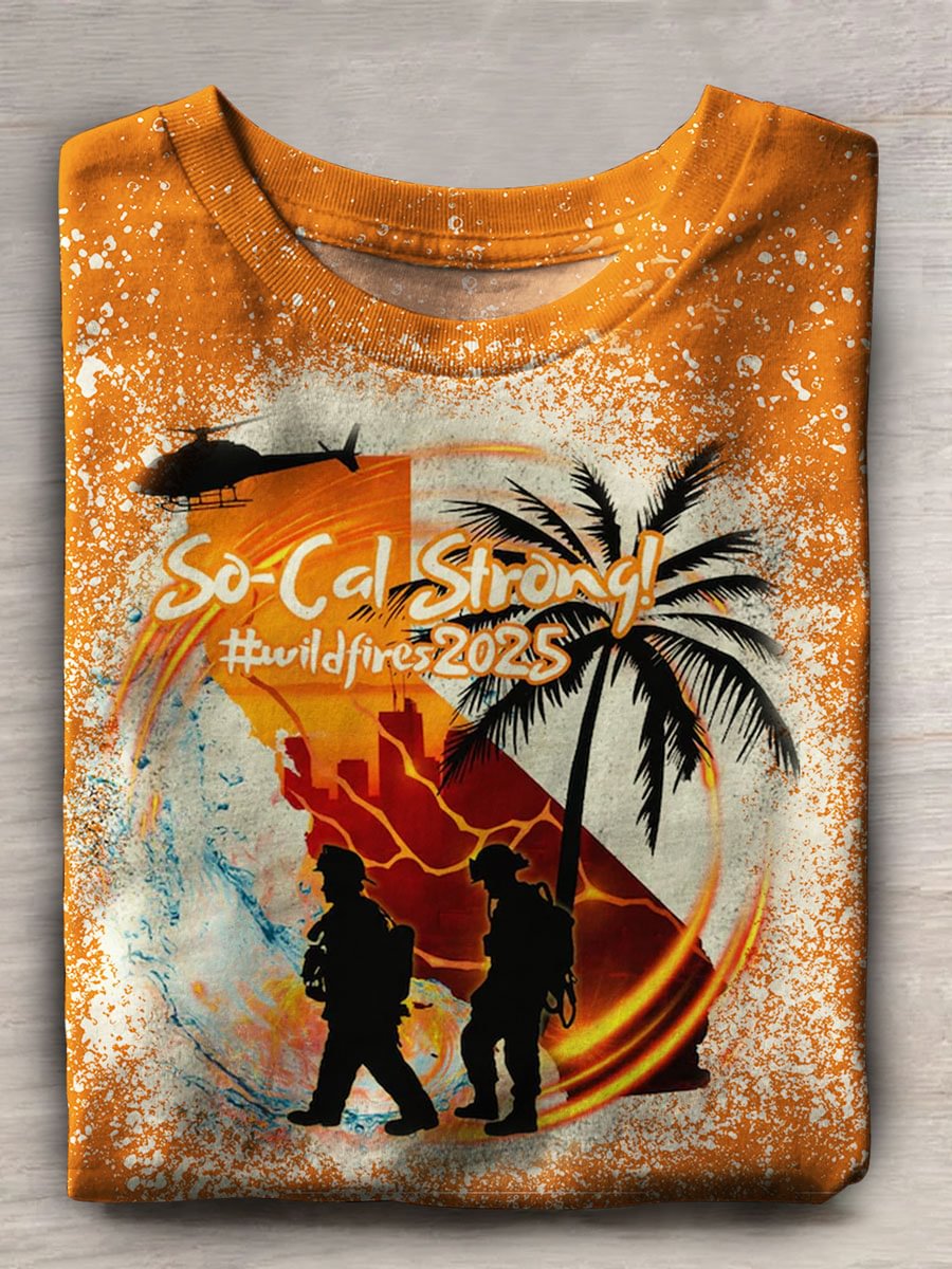 Pray for LA California Wildfires 2025 Print Casual Short Sleeve Top