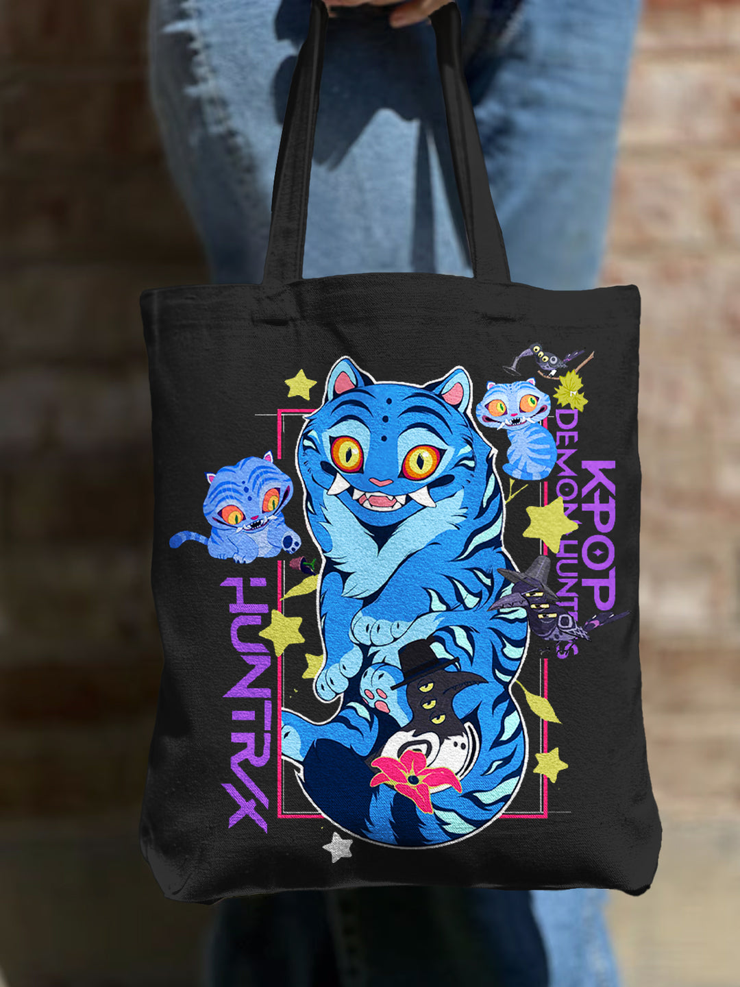 Derpy Tiger Demon Hunters Shoulder Zipper Canvas Bag