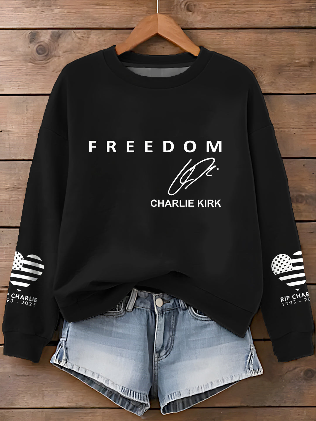 Freedom Charlie Kirk Printed Long Sleeve Casual Top