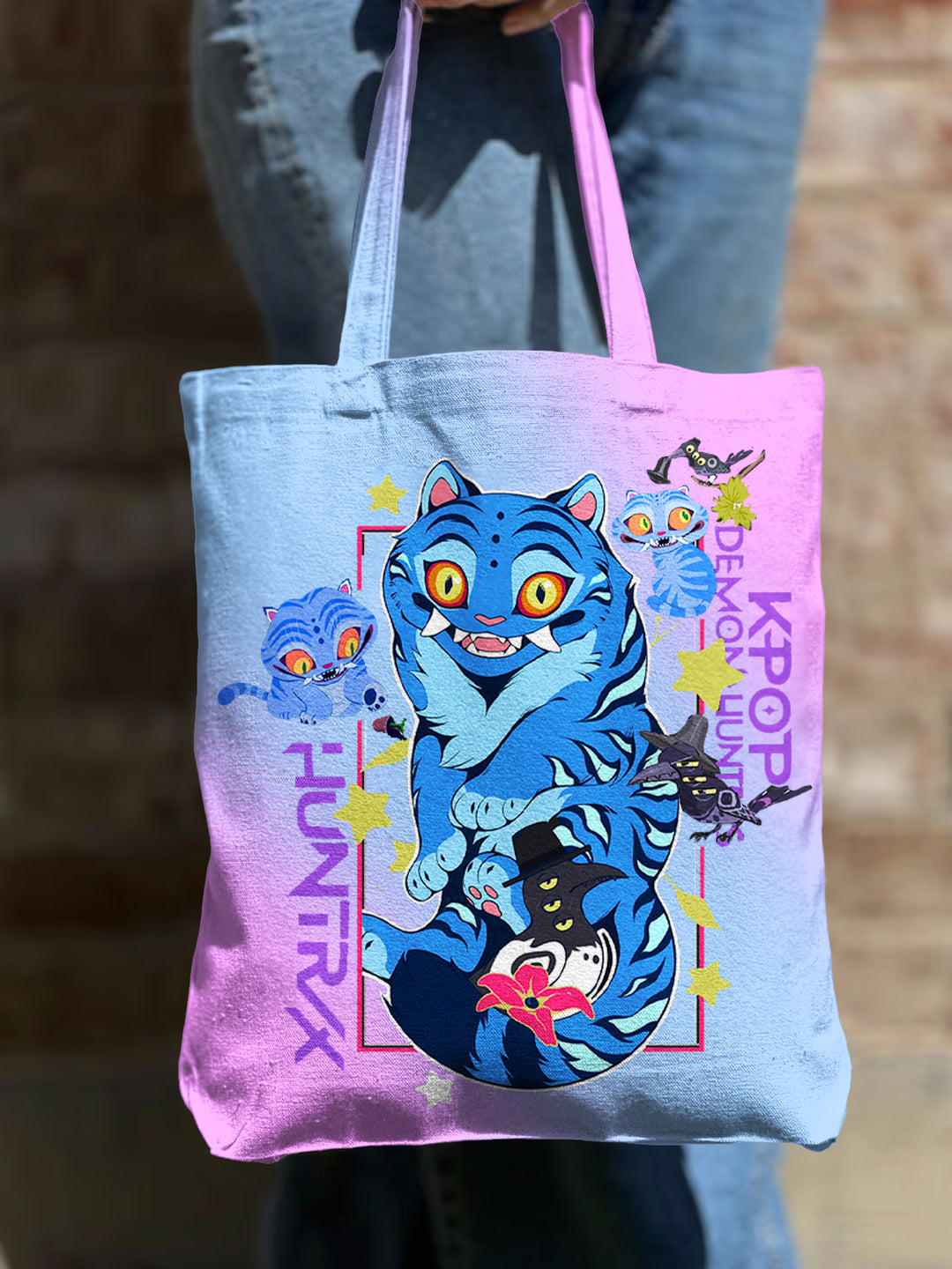 Derpy Tiger Demon Hunters Shoulder Zipper Canvas Bag