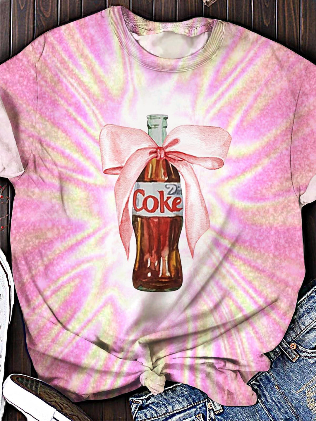 Women's Valentine's Day Diet Coca-Cola Print Crew Neck T-shirt