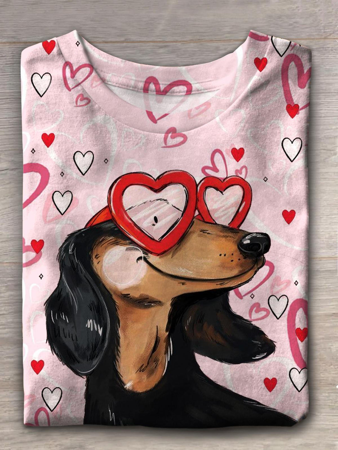 Funny Dog Valentine Crew Neck T-shirt