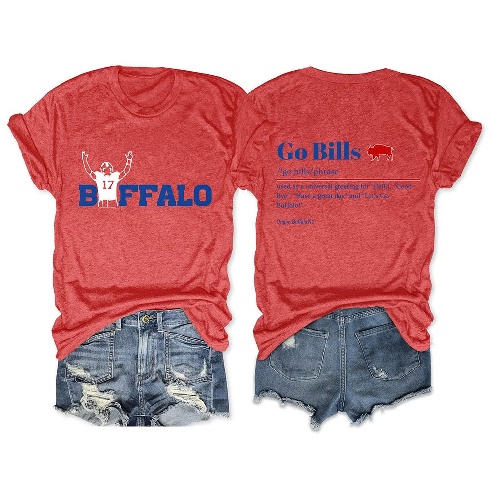 T-Shirt mit „Let's Go Buffalo Go Bills“-Football-Print 