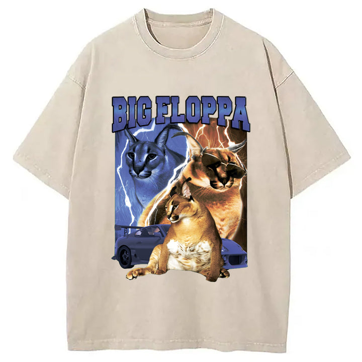BIG FLOPPA VINTAGE RAP Washed Crew Neck T-Shirt