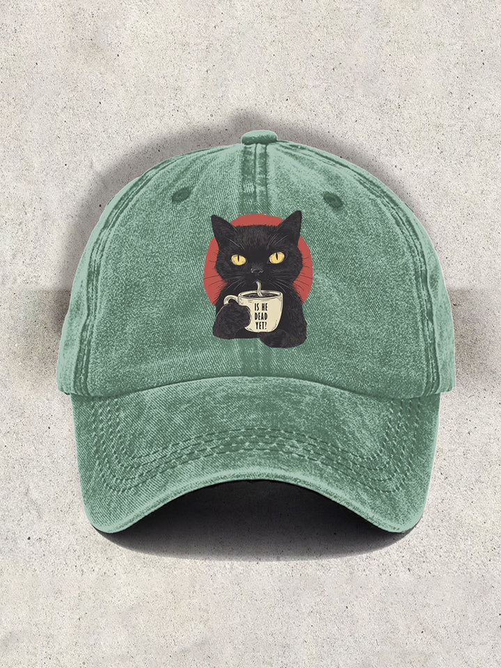 IS HE DEAD YET Cat Print Baseball Cap