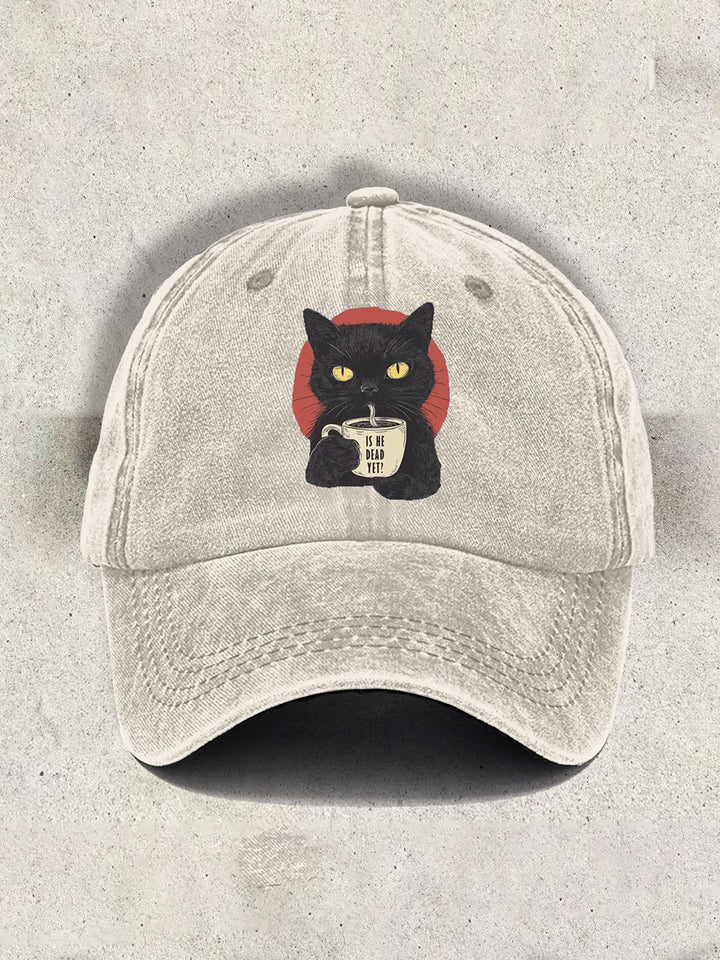 IS HE DEAD YET Cat Print Baseball Cap