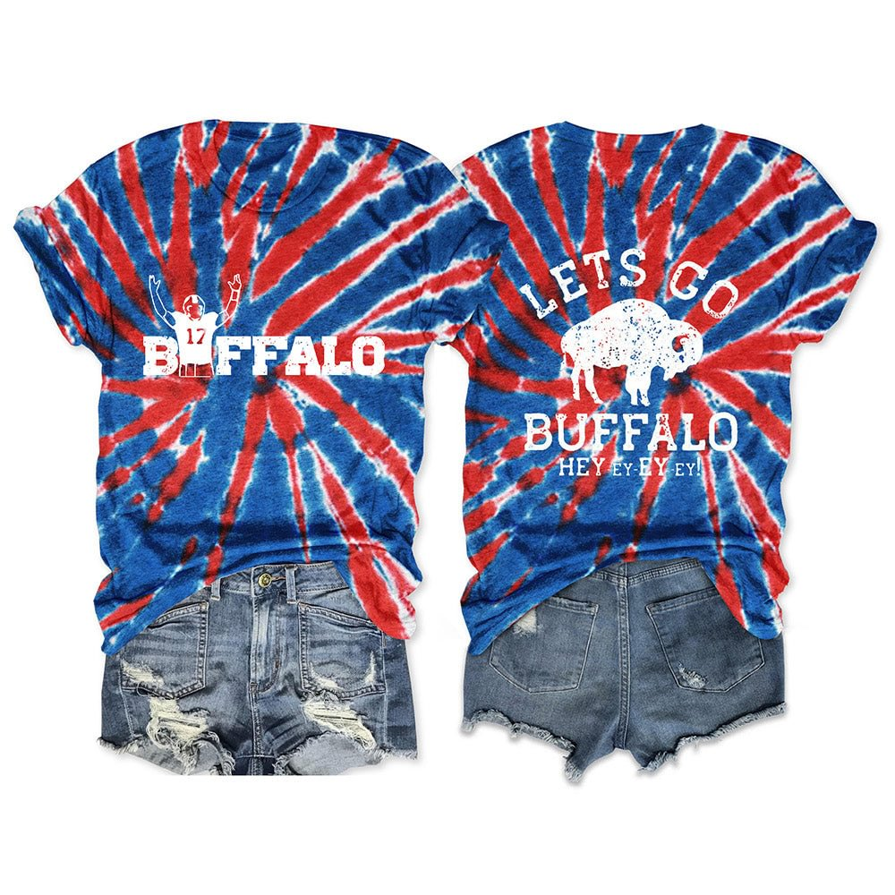 T-Shirt mit Batik-Print „Let's Go Buffalo“ 