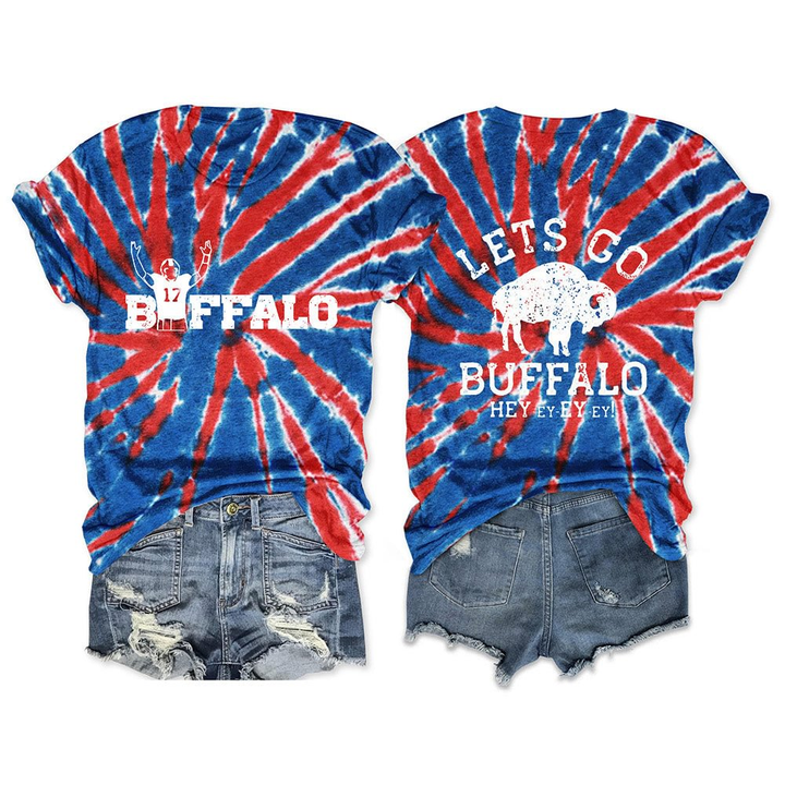 T-Shirt mit Batik-Print „Let's Go Buffalo“ 