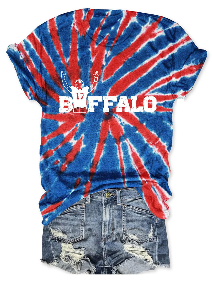 T-Shirt mit Batik-Print „Let's Go Buffalo“ 
