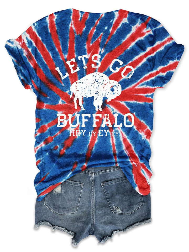 T-Shirt mit Batik-Print „Let's Go Buffalo“ 
