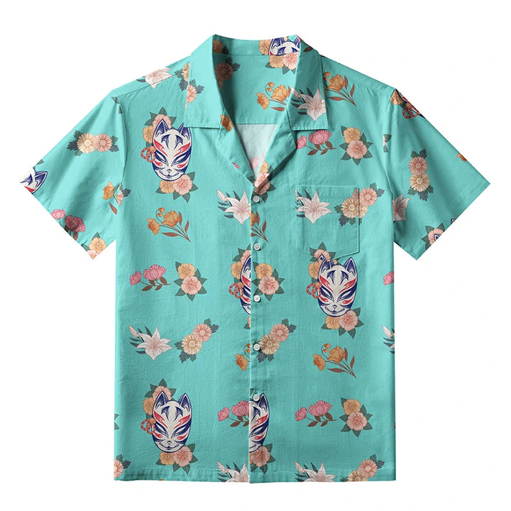 Fox Mask With Flowers Hawaiian Shirt