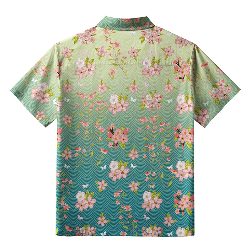 Sakura Blossom Waves Button-up Shirt