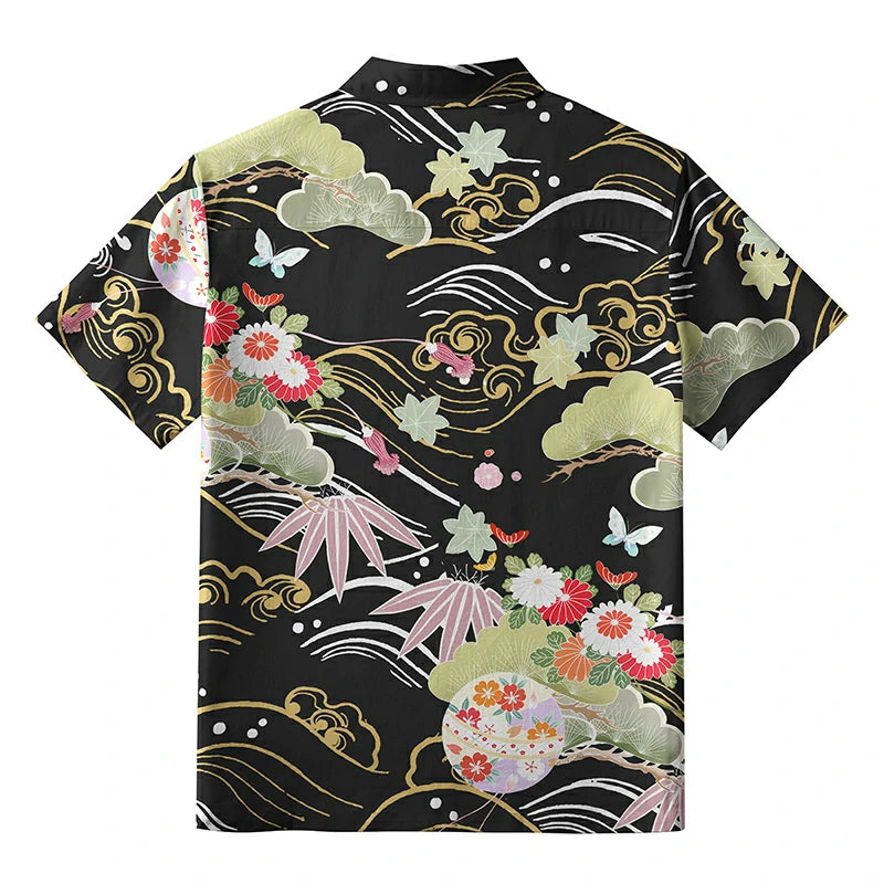 Floral And Cloud Button-up Shirt