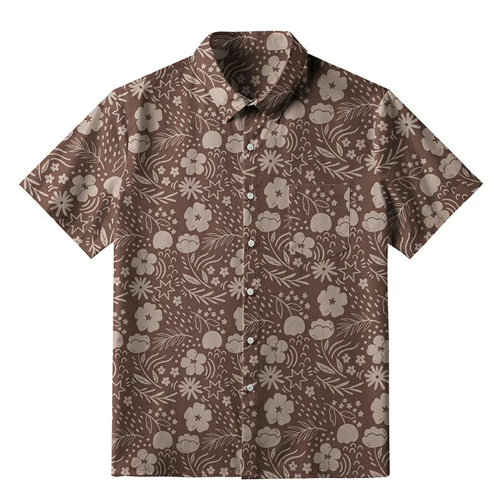 Mocha Floral Button-up Shirt