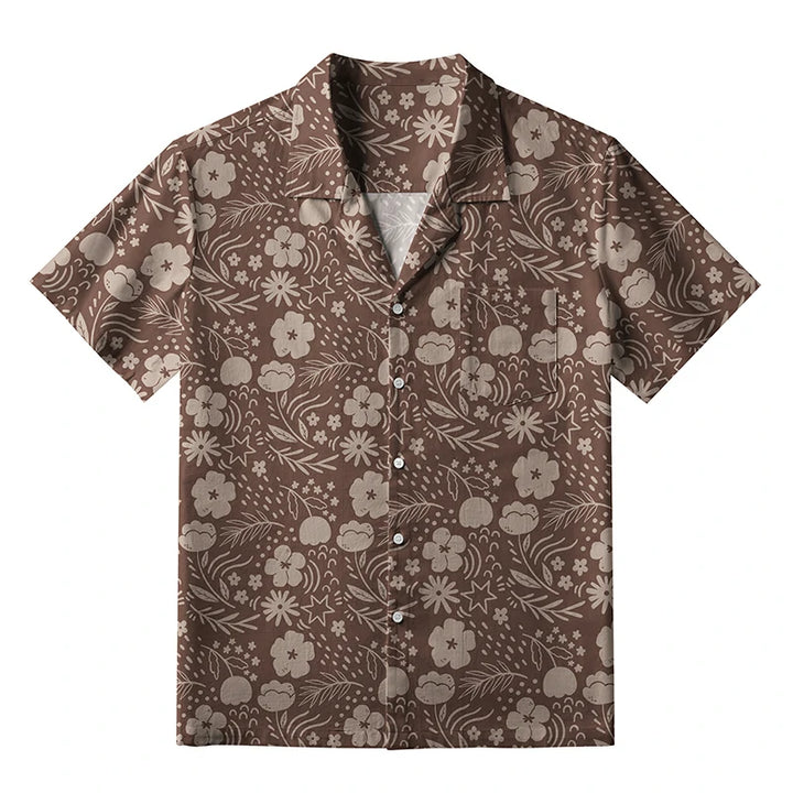 Mocha Floral Aloha Hawaiian Shirt