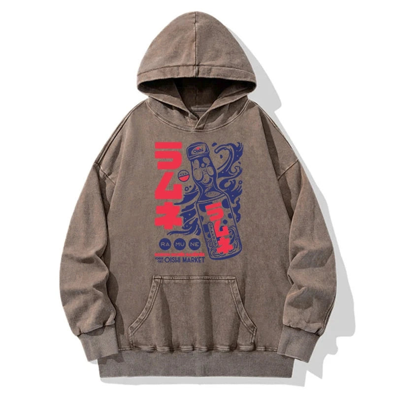 Ramune Print Japanese Washed Hoodie