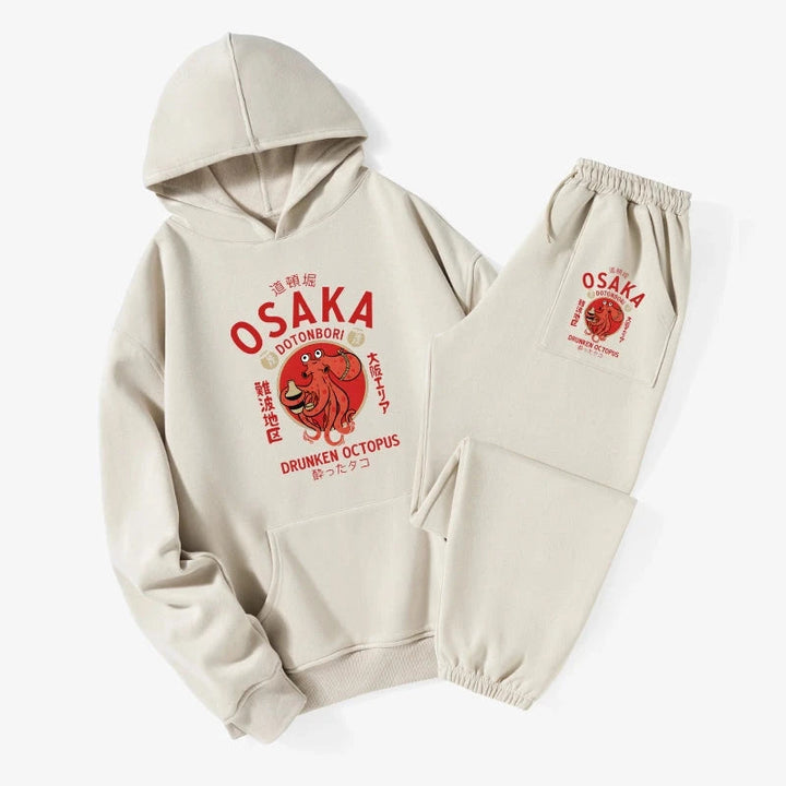 Drunken Octopus Japan Fleece Lined Hoodie Set