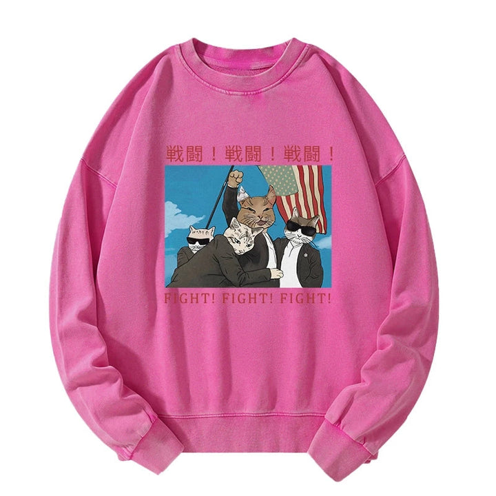 Fight Cat Japanese Washed Sweatshirt