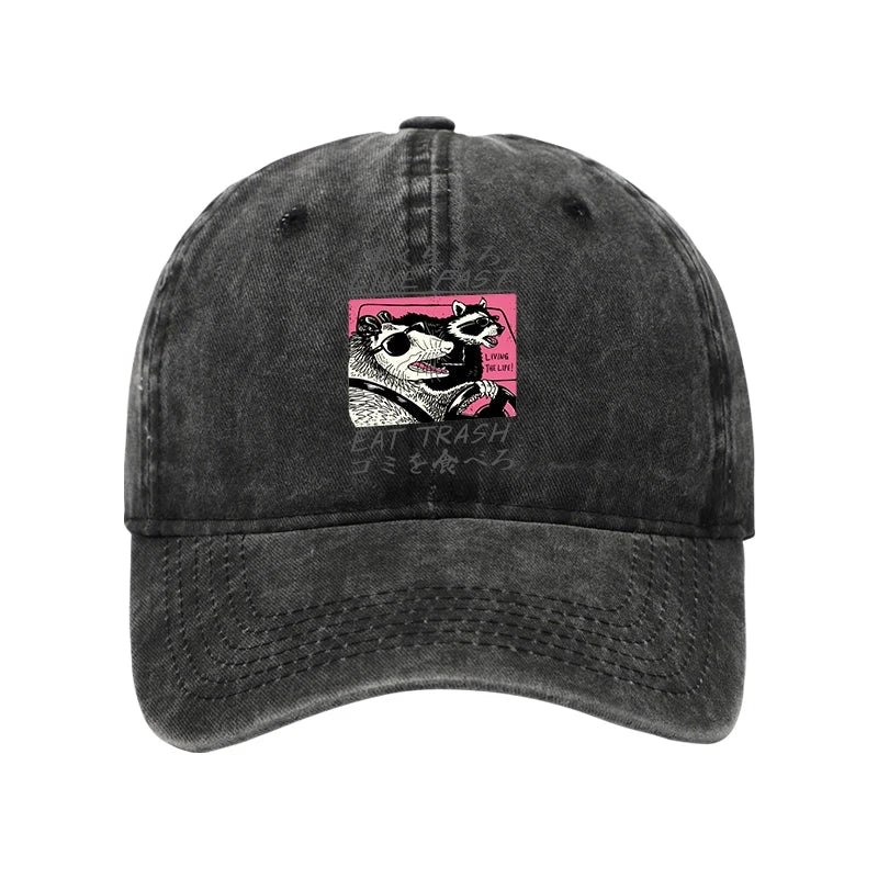 Live Fast Eat Trash Washed Cap