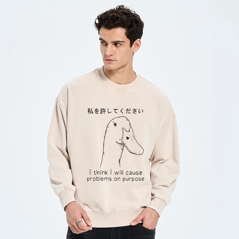 Stupid Goose Funny Washed Sweatshirt
