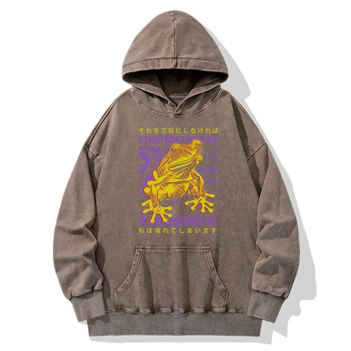 A Frog Prone To Emotional Breakdown Washed Hoodie