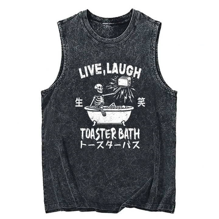 Funny Electric Shock Skeleton Washed Tank