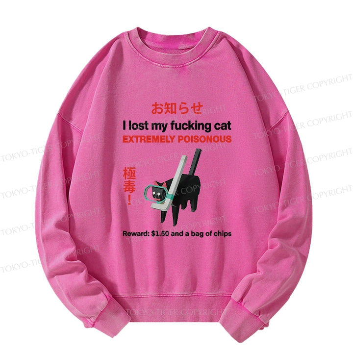Find The Toxic Cat Funny Washed Sweatshirt