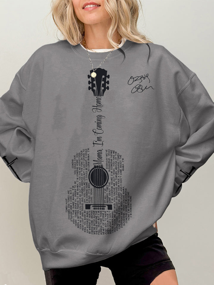Ozzy Osbourne Music Printed Long Sleeve Casual Top