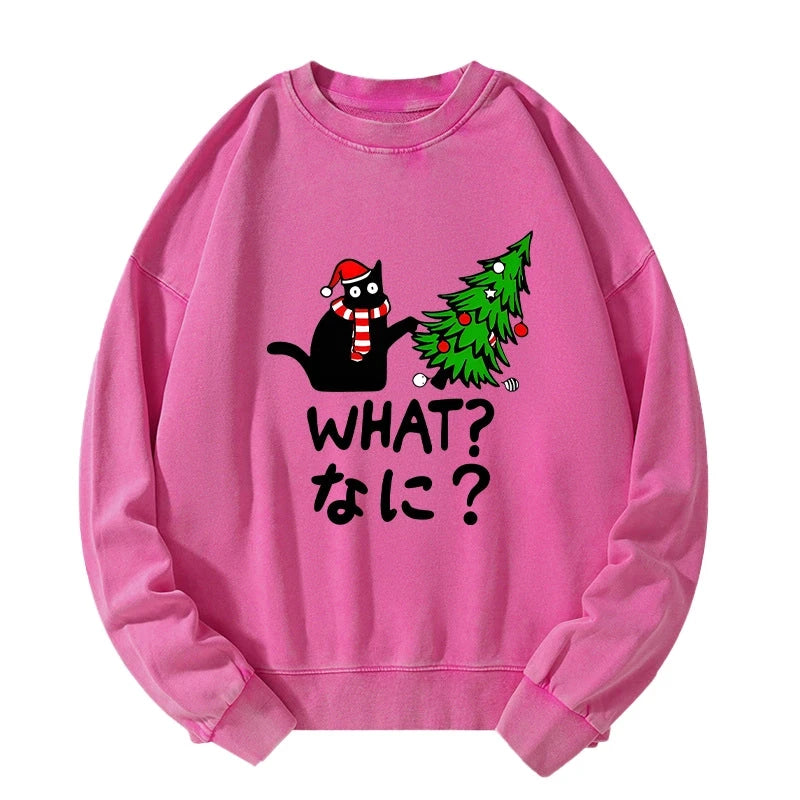 Naughty Cat Christmas Washed Sweatshirt