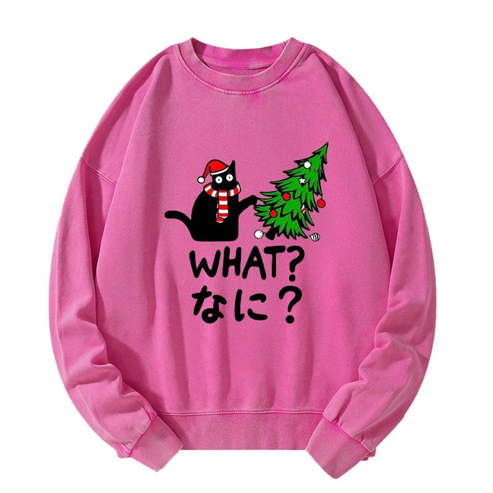Naughty Cat Christmas Washed Sweatshirt